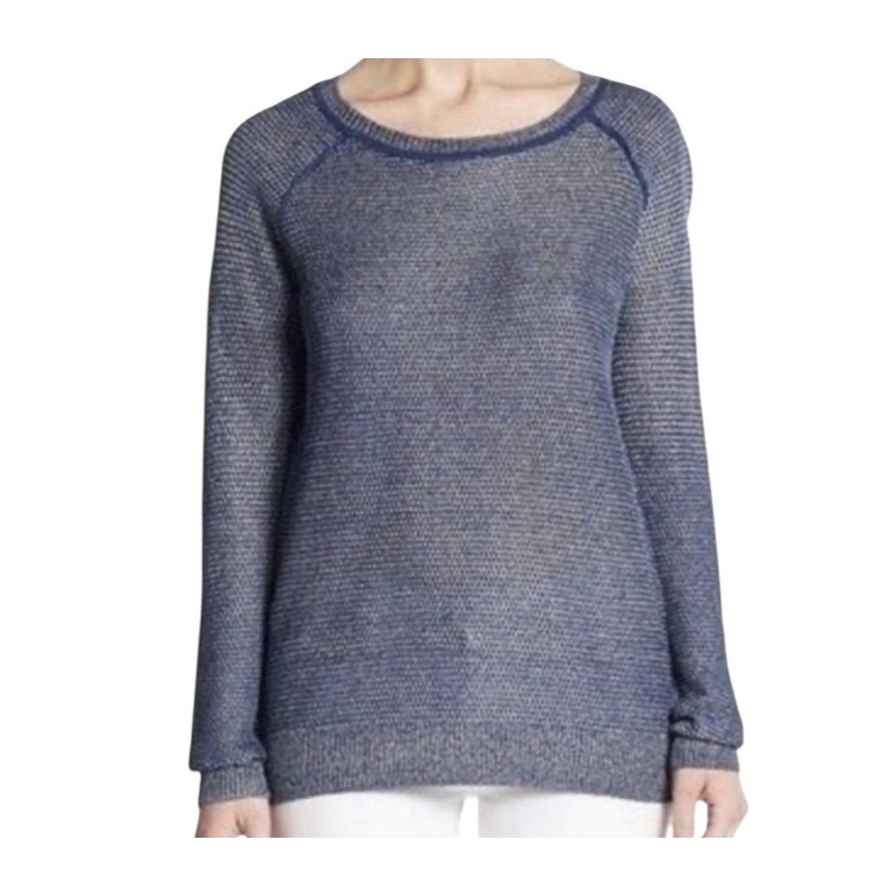 Vince Top Women's Medium Long Sleeves Crew Neck Linen Blend Pullover Knit